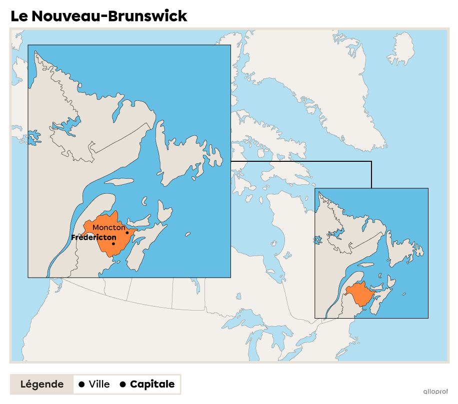 La carte politique du Nouveau-Brunswick