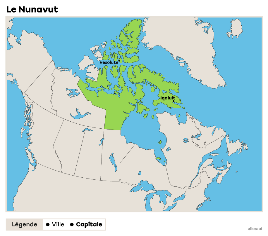 La carte politique du Nunavut