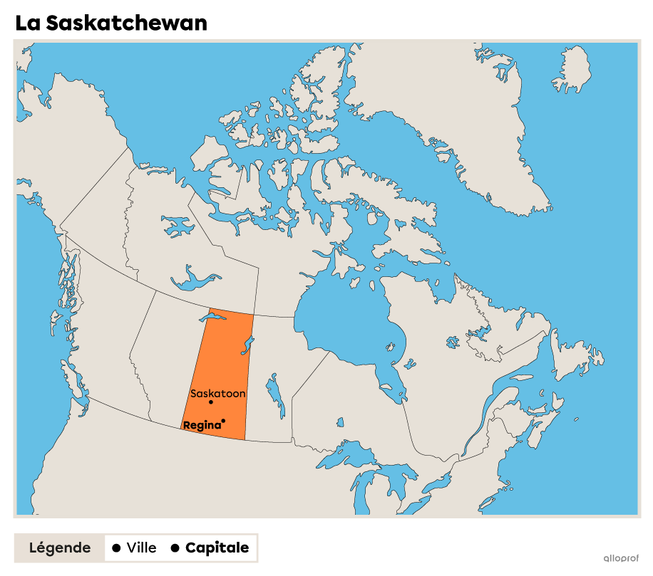La carte politique de la Saskatchewan