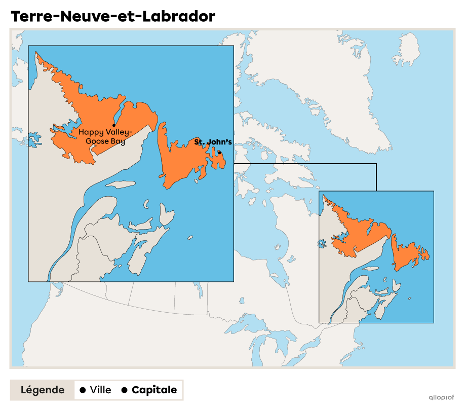 La carte politique de Terre-Neuve-et-Labrador