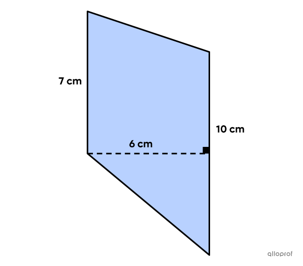 On cherche l’aire d’un trapèze dont les dimensions sont fournies.