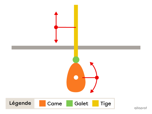 Un mécanisme à came ovoïde et à galet