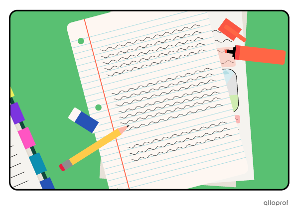 A person writing a draft