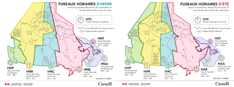 Les fuseaux horaires au Canada