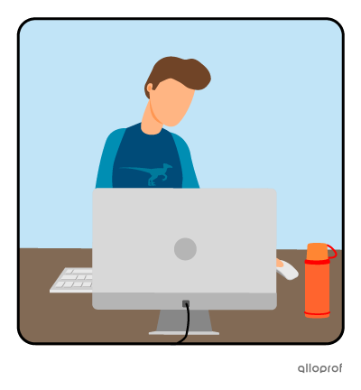 Man working at desk.
