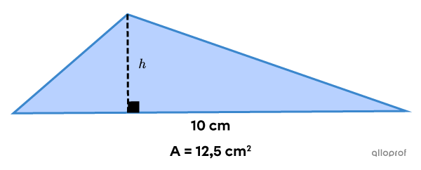 On cherche la hauteur de ce triangle.