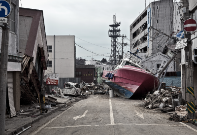 Destruction Following a Tsunami in Japan in 2011.