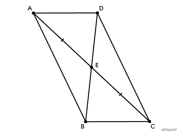 A quadrilateral with its 2 diagonals.
