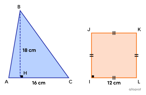 Un triangle et un carré équivalents.