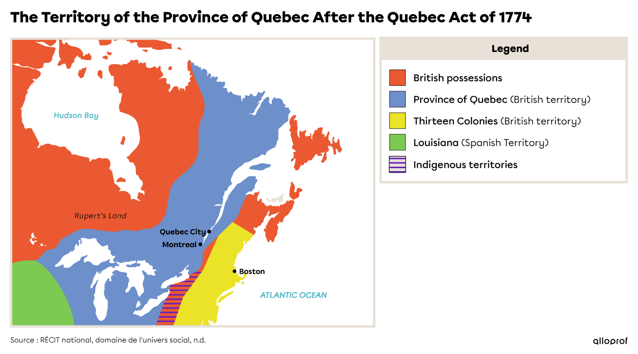 The Province of Quebec’s new territory included Labrador, the Great Lakes and the Ohio Valley.