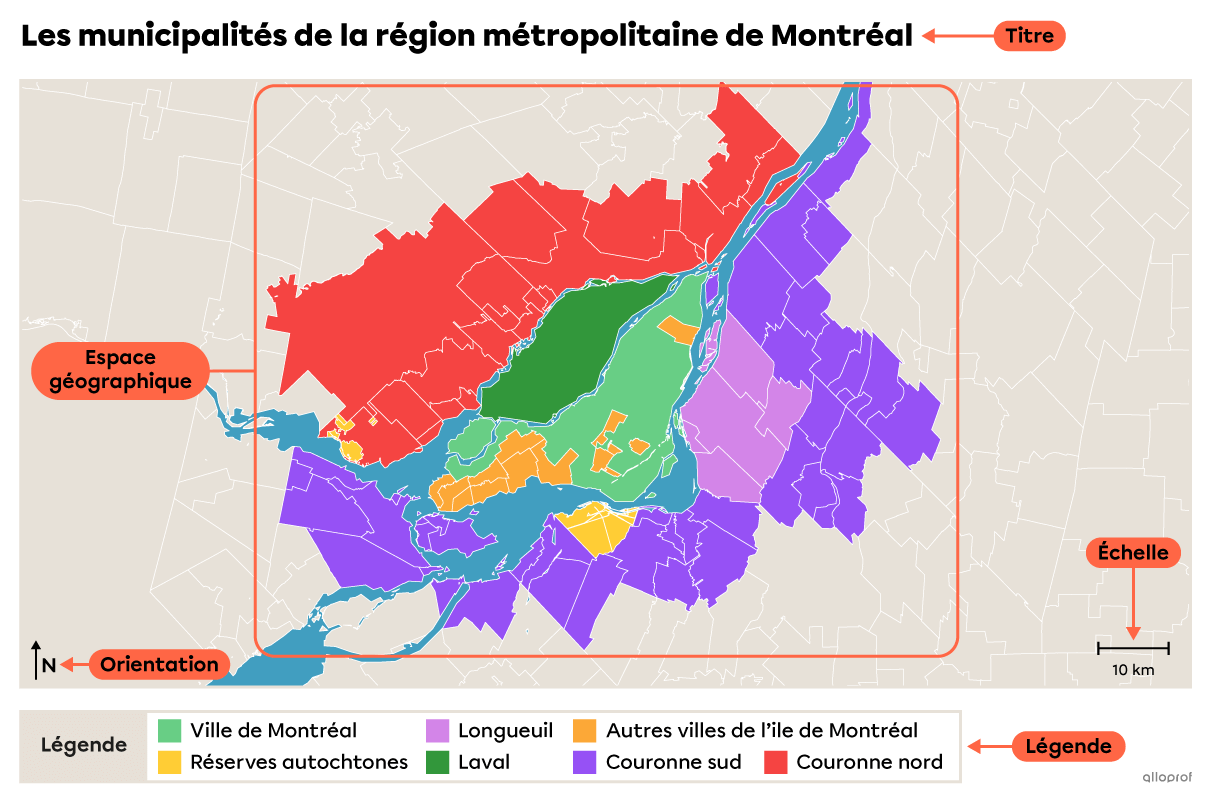 Les municipalités de la région métropolitaine de Montréal.