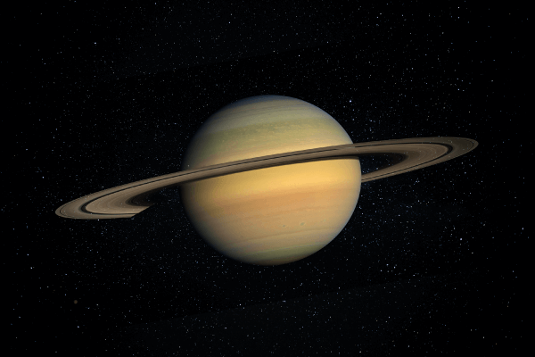 La planète Saturne et ses anneaux.