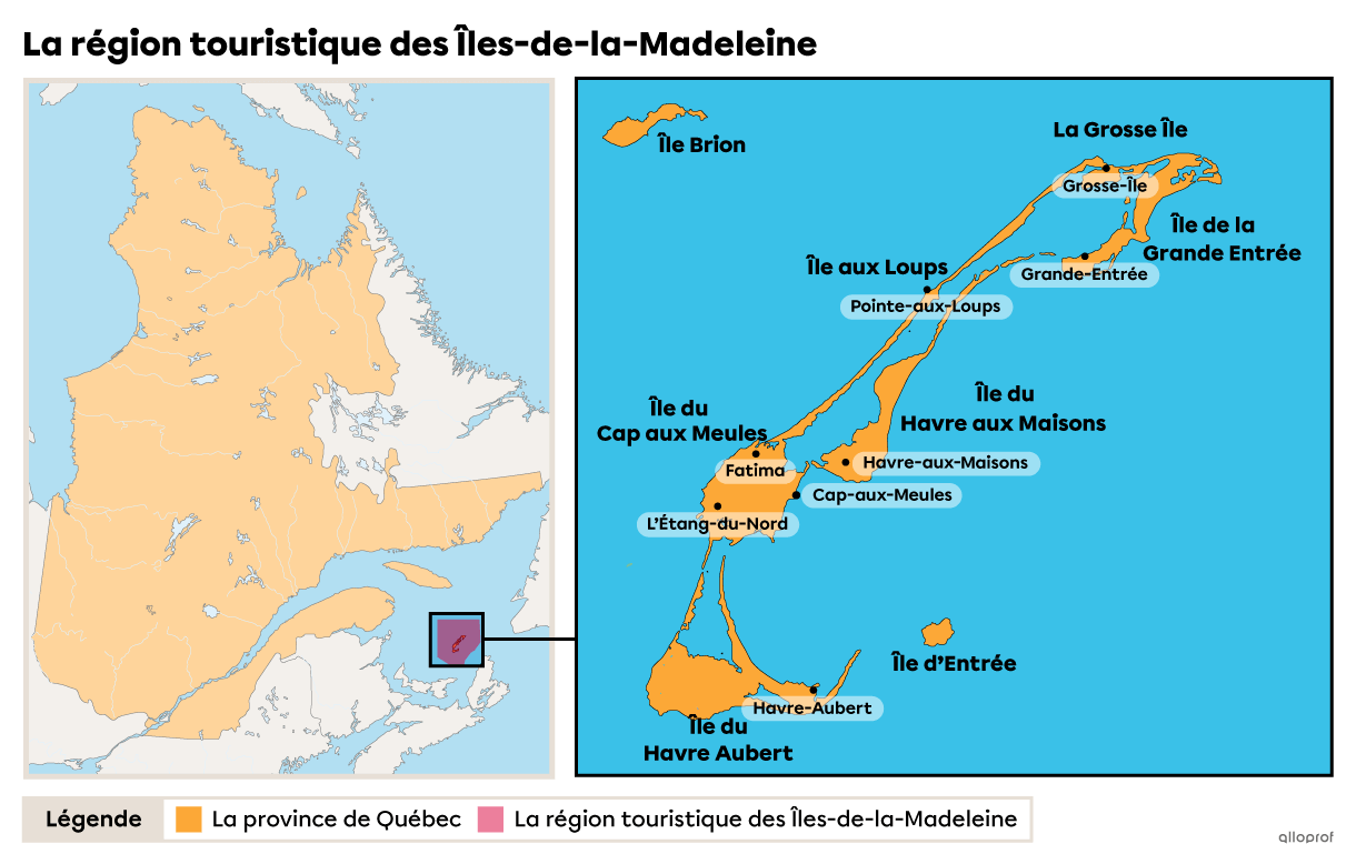 Carte de la région touristique des Îles-de-la-Madeleine.