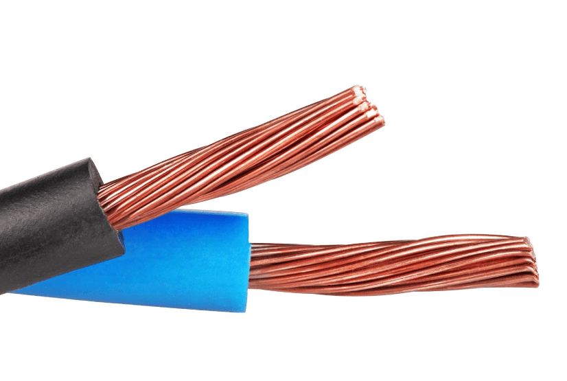 Two cables are made of several copper filaments.