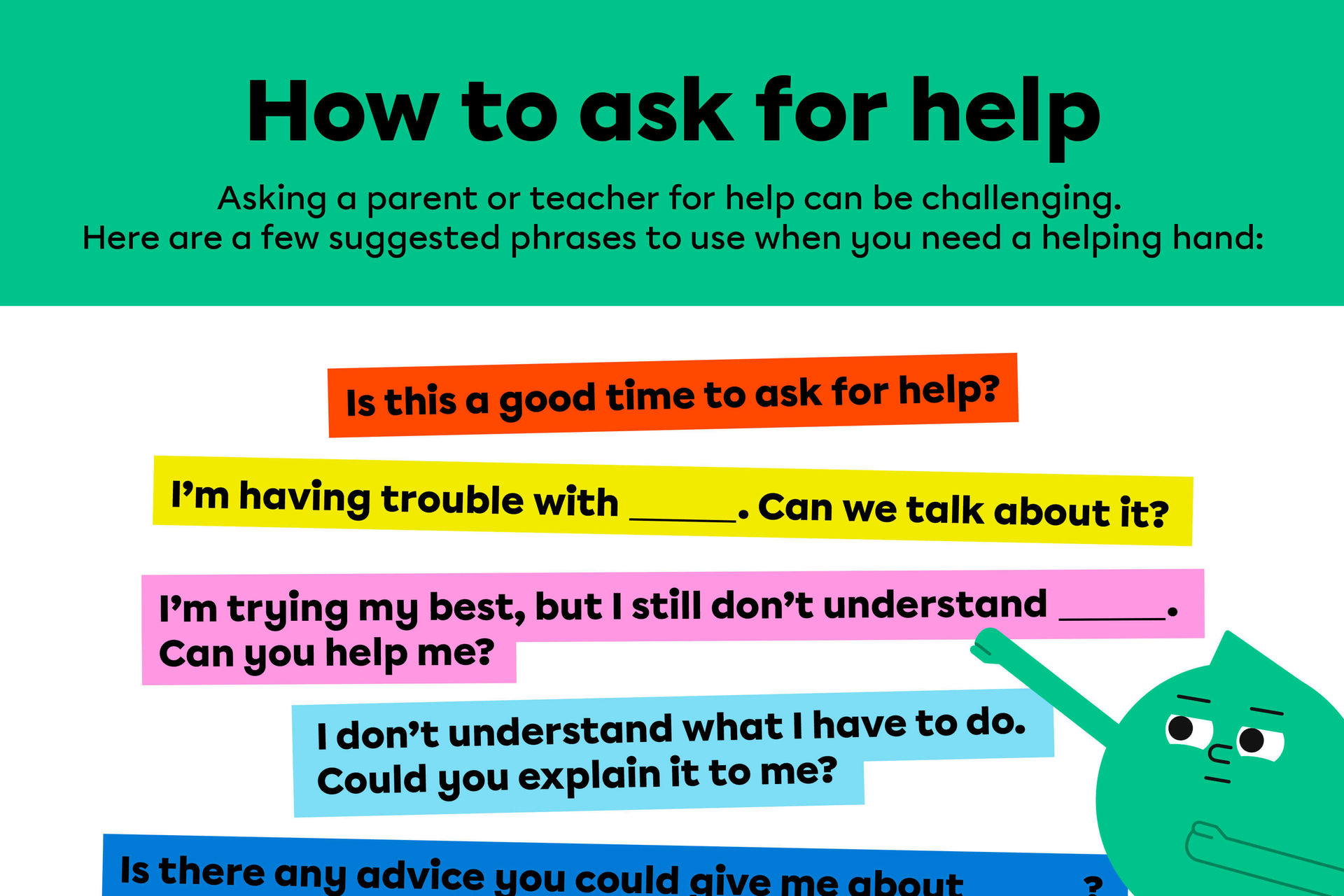 Poster : How to Ask for Help | Alloprof