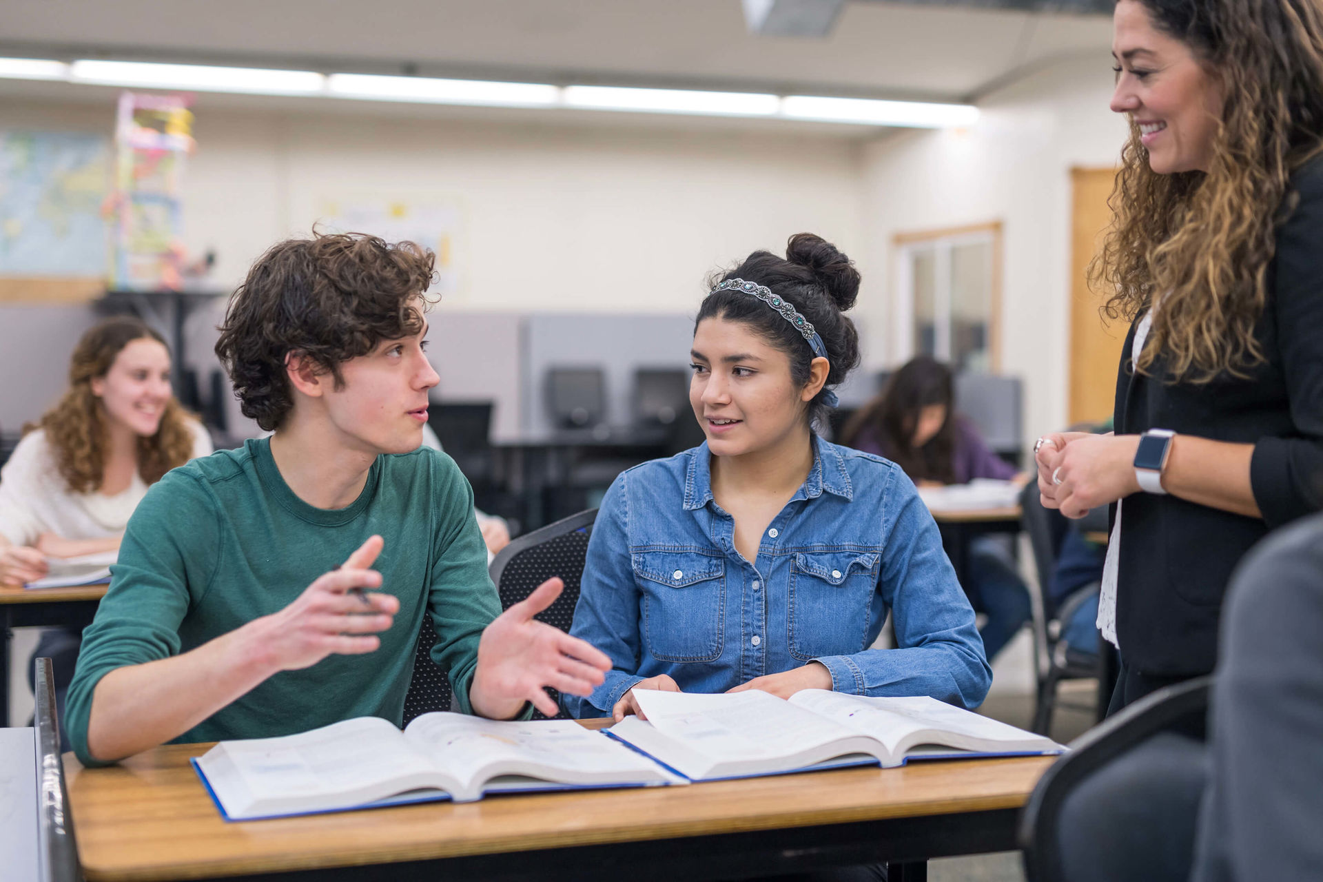 Students talking in class
