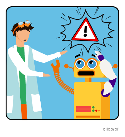 Hubert the inventor is telling his cautious robot assistant about the idea he had.