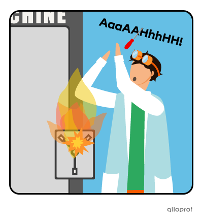 Hubert the inventor freaking out because his time machine caught fire.