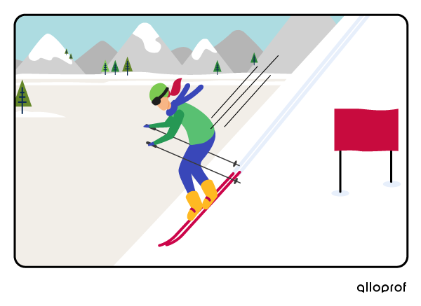 A skier going downhill.