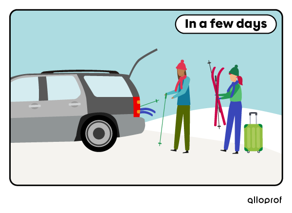 Women packing equipment in a car.