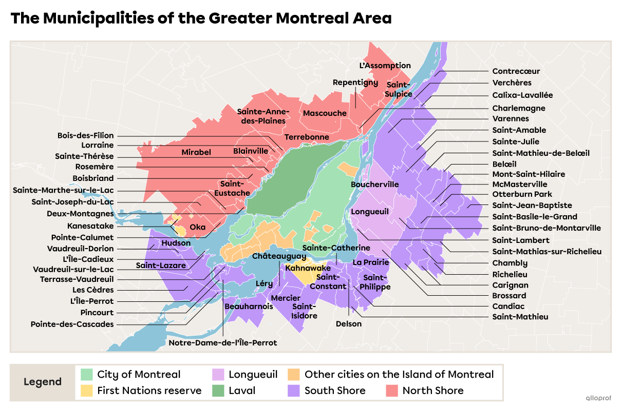 Municipalities of the Greater Montreal Area.