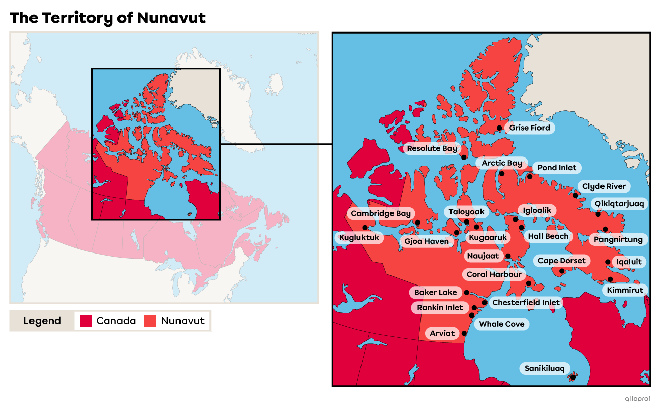 Map Locating Nunavut in Canada.