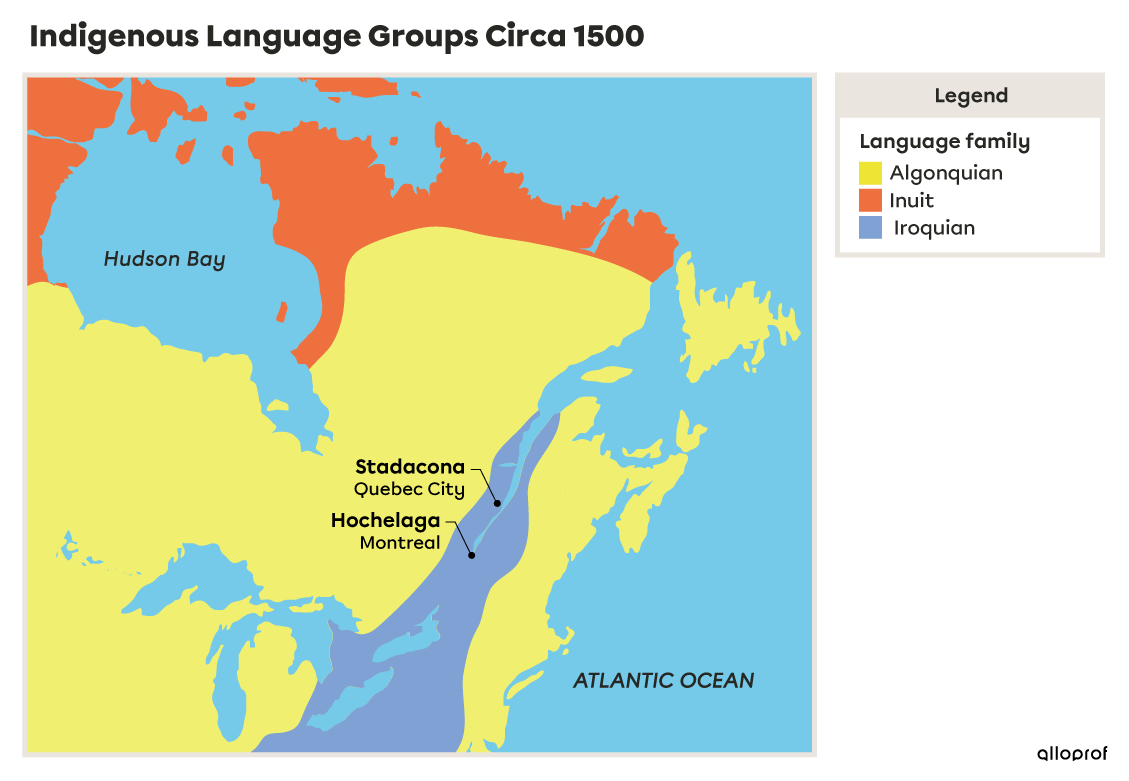 The Spread of the Three Language Families Were Spread Across Northeastern America, Circa 1500.