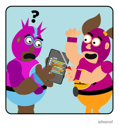Two wrestlers in masks talking about computer codes.