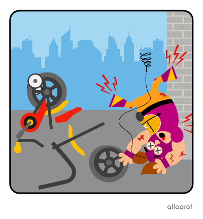 A wrestler in a mask who crashed his bicycle.