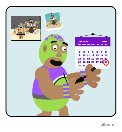 A wrestler in a mask placing the cap back on a marker he used to circle next Saturday on the calendar.