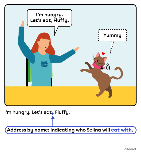 Selina the inventor telling her cat she’s hungry and it’s time to eat.
