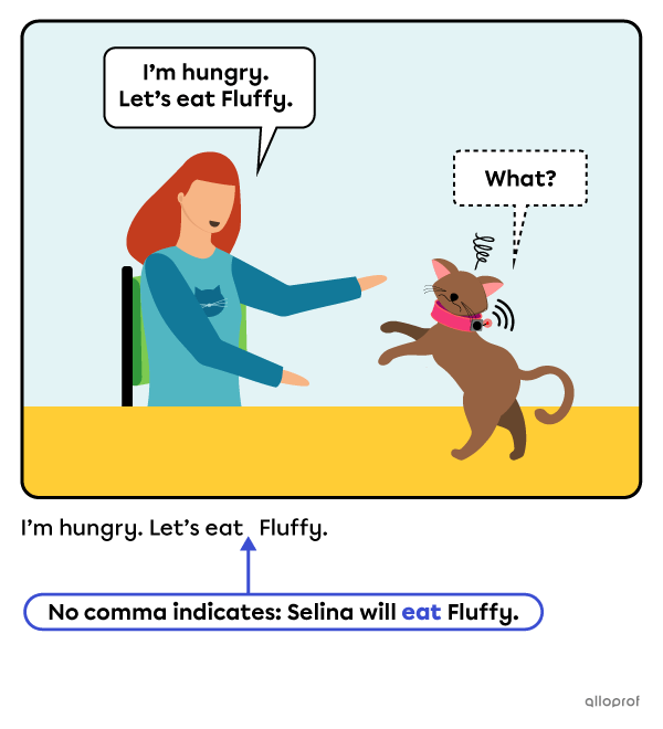 Selina the inventor telling her cat she’s hungry and that she’s going to eat him.