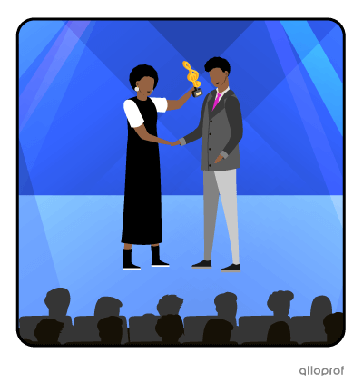 Man and woman at a ceremony.