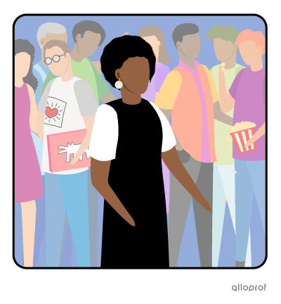 A person among people.