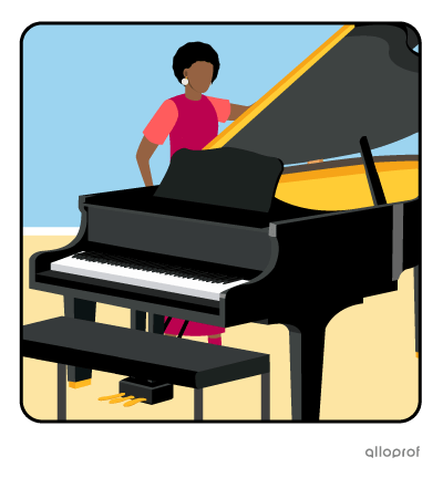 A woman playing piano.