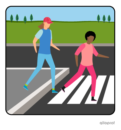 People crossing the street.