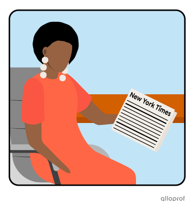 Woman reading the newspaper.