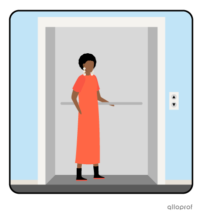 Woman in an elevator.