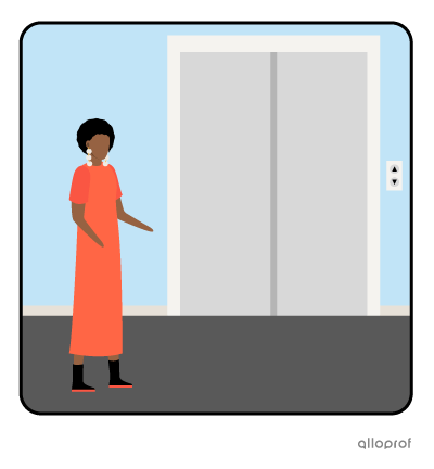 Woman in front of an elevator.