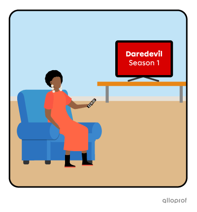 Woman watching TV.