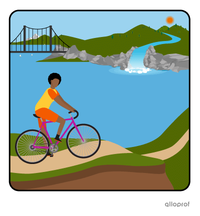 Woman riding a bike.