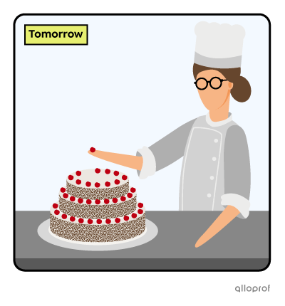 Chef preparing a cake.
