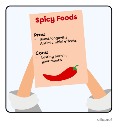 A poster about spicy foods pros and cons.