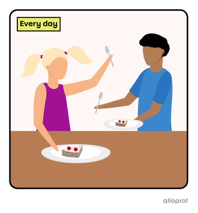 Children eating cake.