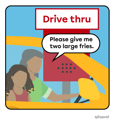 Grandmother ordering at the drive thru.