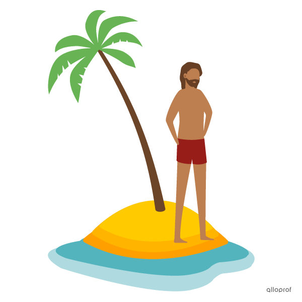 A man stranded on a deserted island.
