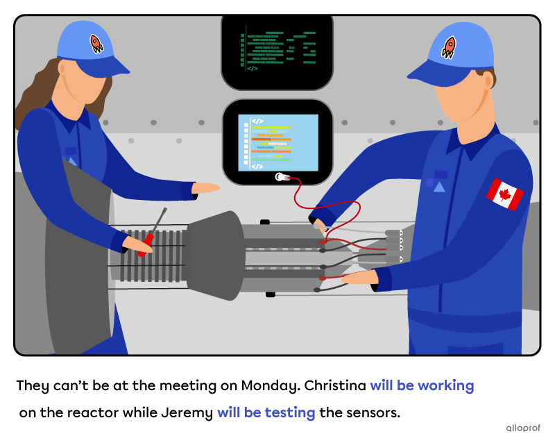 Astronauts working on a machine.