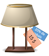 Lampe de 15 $ à 20 % de rabais.