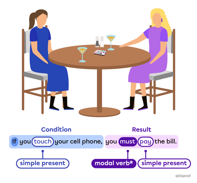 Two people playing phone stacking at the restaurant.