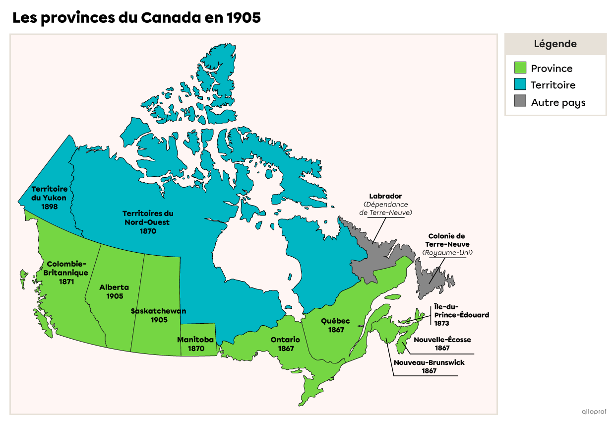 Les provinces du Canada en 1905